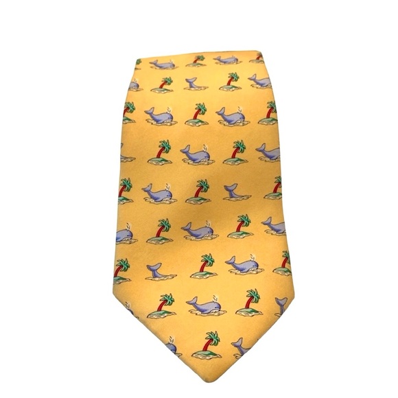 Thomas Pink Other - Thomas Pink 100% Silk Yellow Tropical Island Whale Tie
